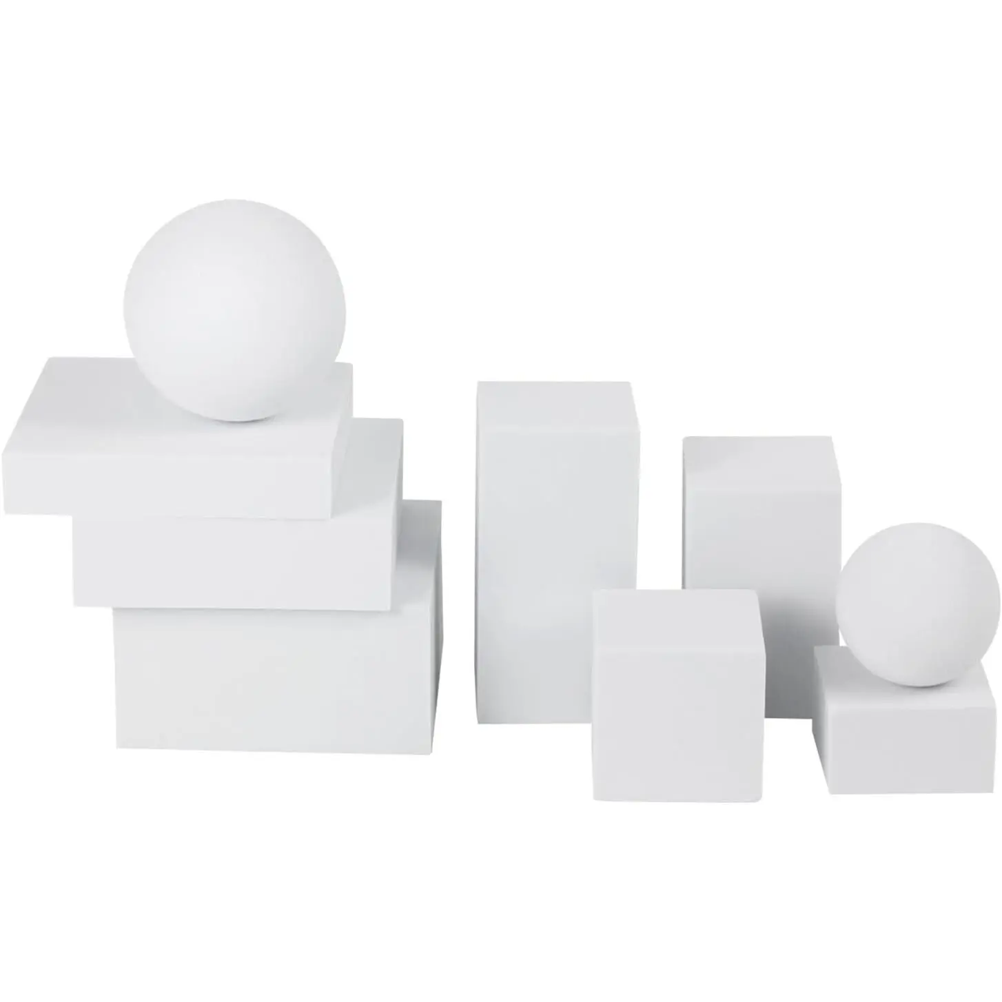 Photography Background Props, White Geometric Cube Photo Props Set, Stereo Photo Decorative Backdrop, Posing Display Solution for Lipstick, , Perfume, Makeup Tools, 9 count (White Cube)
