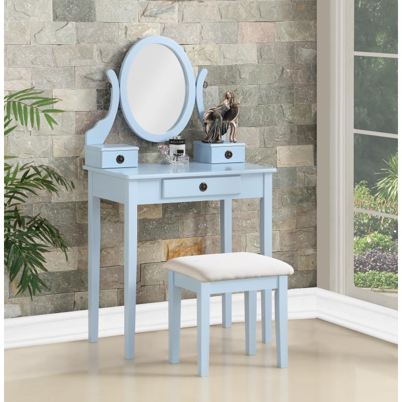 Moniys Wood Moniya Makeup Vanity Table and Stool Set, Gold,Blue,Pink,Purple Furniture Frame