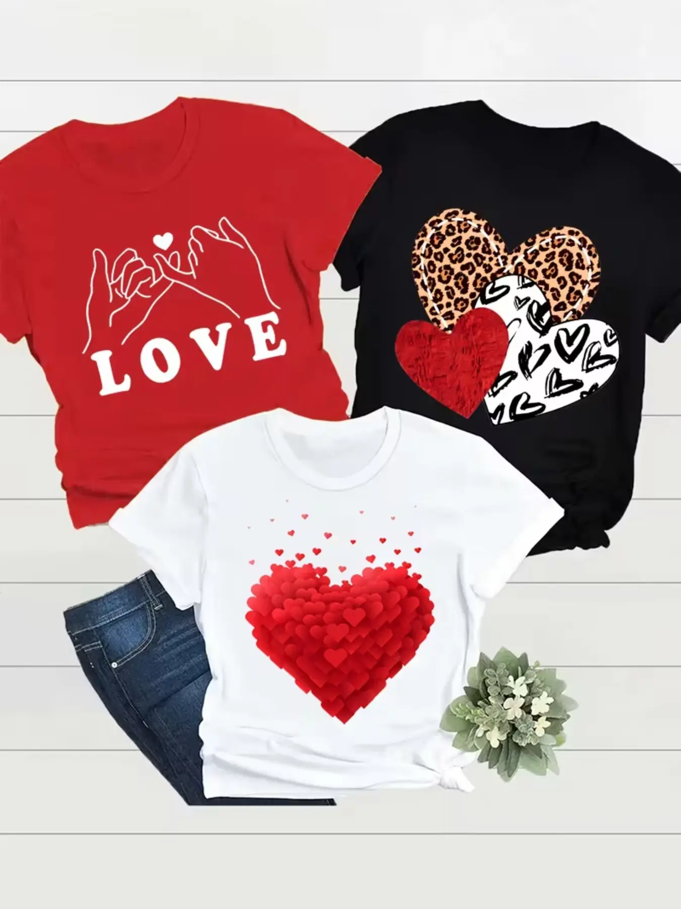 3-Pack Women's Ditsy Floral Short Sleeve Tops, Round Neck, Comfortable & Breathable, Casual Outdoor Wear, Spring Summer Fall, Casual Stylish Tee