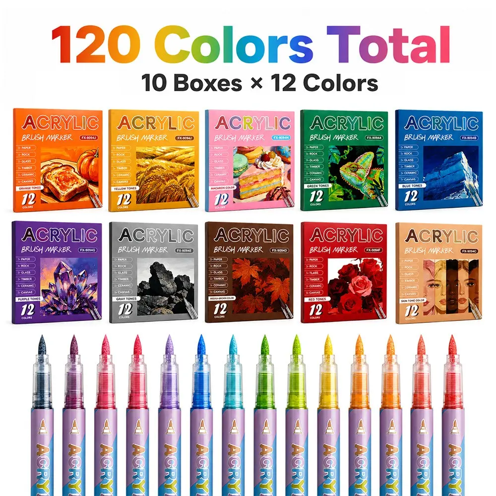 Soft Tip Acrylic Markers, 12 Pens with 22 Colors, Quick Dry & No Mess, Perfect for DIY, Art, Craft, Greeting Cards, Great Gift