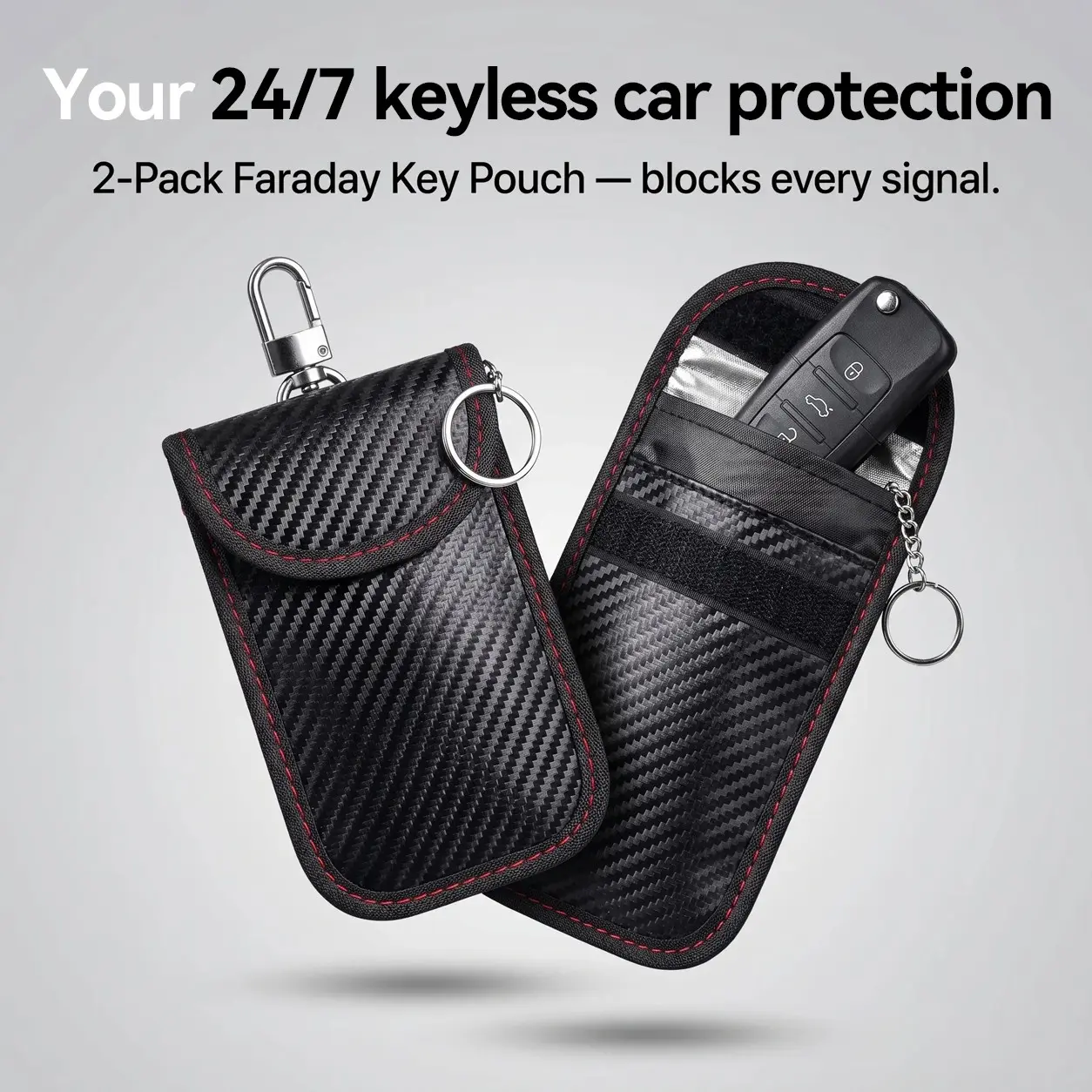 2 Pack Faraday Car Key Shielding Pouches, Rfid Signal Blocker, Credit Card & Key Protector, Anti-Theft Protection, Secure Your Keys, Car Key Accessory, Car Key Holder, Car Key Bag, Car Key Cover