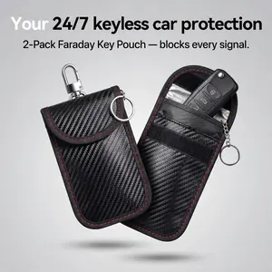 2 Pack Faraday Car Key Shielding Pouches, Rfid Signal Blocker, Credit Card & Key Protector, Anti-Theft Protection, Secure Your Keys, Car Key Accessory, Car Key Holder, Car Key Bag, Car Key Cover