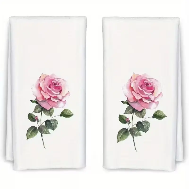 2-Pack: Spring Limited Edition Pink Tulip Kitchen Towels - Fresh Watercolor Floral Print, Absorbent Hand Towels. Fast-Drying, Lint-Free Tea Towels for Home Use. Stylish & Stain-Resistant Kitchen Decor Cloths - Versatile for Kitchens and Dining Areas.