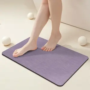 Bath Mat, Absorbent Quick Dry Mats-Non-Slip Thin Rug Fit Door, Faux Suede Surface Shower Rug for, Sink, Shower Room(Lavender Purple,16"x24")