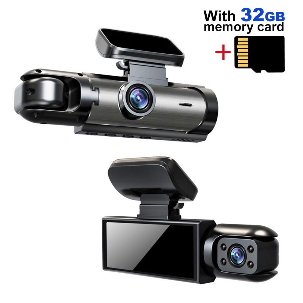 1080P Front & Interior Dual Recording Dash Camera, HD Car DVR with IR Night Vision, 3.16-Inch IPS Screen and Wide-Angle Video Surveillance, Automotive DVR Camera