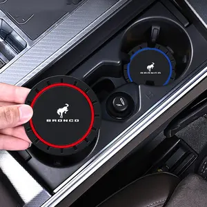2pcs Silica Gel Car Cup Holder Anti-Slip Insert Coaster Mat, Auto Water Bottle Holder Pads for Ford Bronco Logo, Ford Bronco Compatible, Durable & Stylish Design, Car Auto Accessory, Car Accessories
