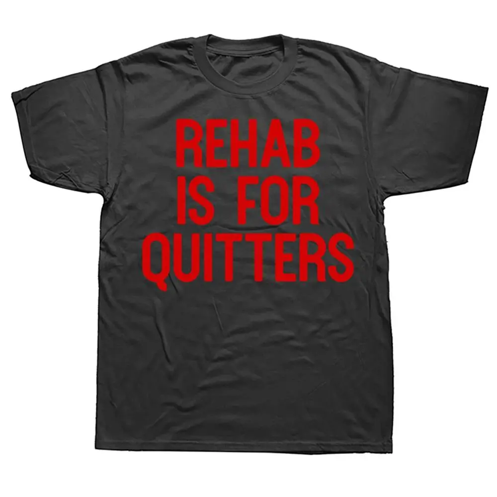 Men's Pure Cotton Crew Neck Casual Tshirt - Minimalist Normal Type Short-Sleeve Top with 'Rehab Is For Quitters' & 'Let Em Hate' Letter Graphic Prints for Summer Menswear