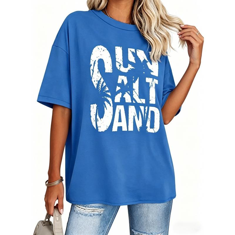 Women Short Sleeve T-Shirts,Crew Neck Drop Shoulder Baggy Sleeves Tees,Loose Printed T-shirt Casual Basic Tops,Oversized Tshirt Women