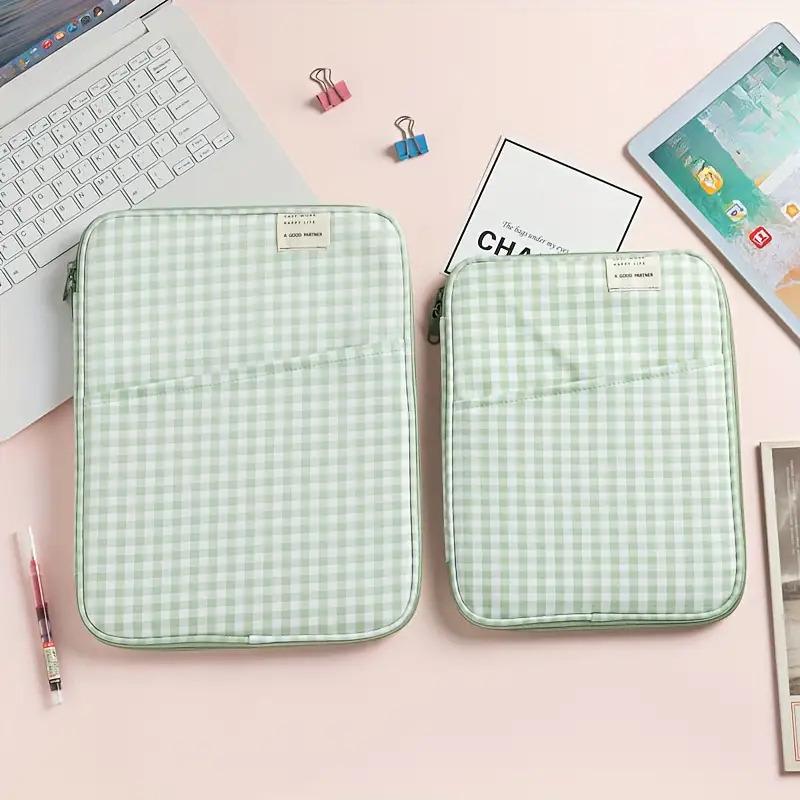 Checkered Tablet & Laptop Sleeve - Foldable Soft Polyester Case with Multiple Compartments, Durable Protective Cover for iPad, MacBook 13-Inch, Laptop Bag, Tablet Protection, Stylish Accessory, Sturdy Construction, Tech Enthusiasts Computer