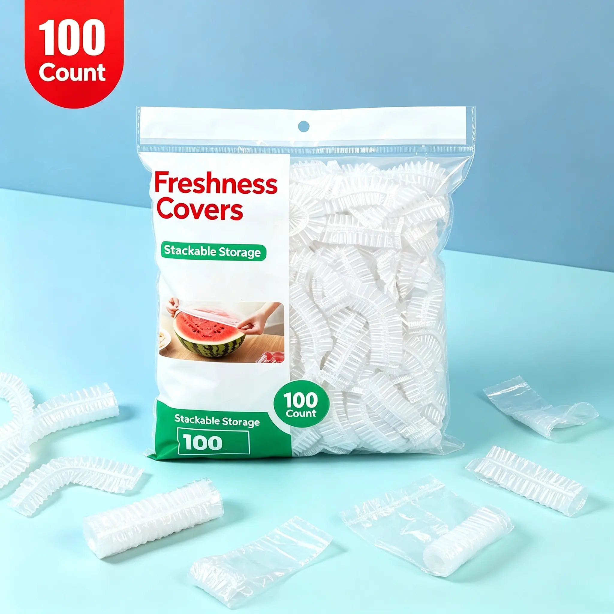 100Pcs Food Grade PE Disposable Plastic Wrap Covers, Elastic Bowl Lids, Reusable Stretch Fresh Keeping Covers for Leftovers, Fruit, Refrigerator Anti-Odor Household Kitchen Supplies