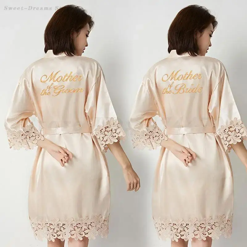 Lace Sleepwear Mother of The Bride&Groom Wedding Robe Gown Sexy Adult Satin  Female Nightgown Lingerie Homewear Mom Gift