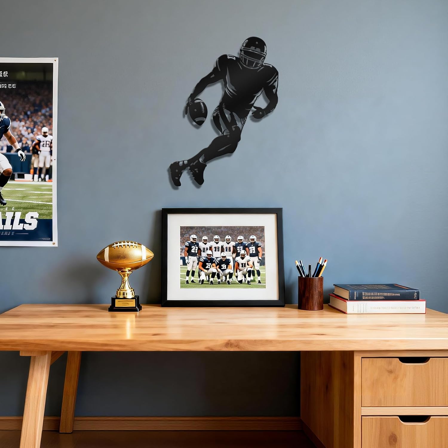 Football Wall Decor, Metal Football Sign for Boys Room, Football Decorations for Locker Football Wall Art
