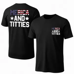 Men's Short-sleeve T-shirts ""Merica And Titties"" - Punk Printed Style. This Is A Casual Item Suitable For Both Men And Women, Especially Perfect For Spring And Summer; The Cool Print And Classic Crew Neck Cut