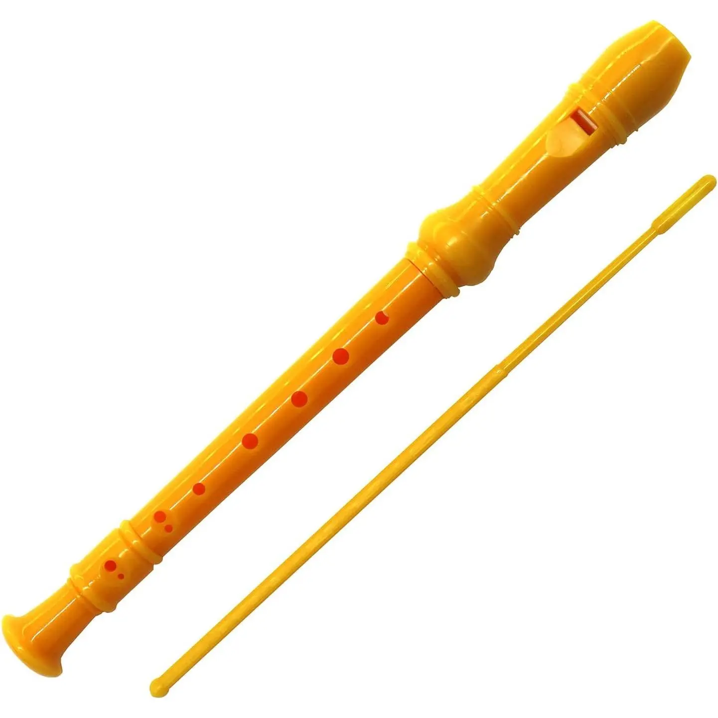 C Key 8-Hole Plastic Soprano Descant Recorder - ABS Plastic Clarinet-Style Treble Instrument for Beginners, 3.5 oz, 1.18 Inch Width, W/Fingering Chart, Instructions, Cleaning Rod & Bag (Yellow), Unisex Adult Wind Instrument