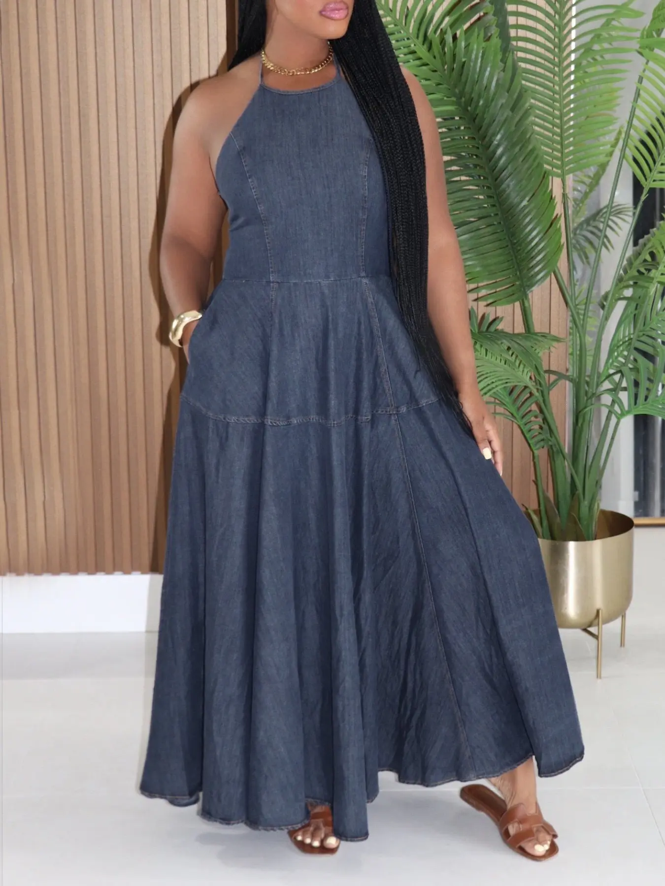 Women's Casual Loose Fit Denim Dress, Sleeveless Tank Top Style, Summer & Spring Fashion, Comfortable and Stylish