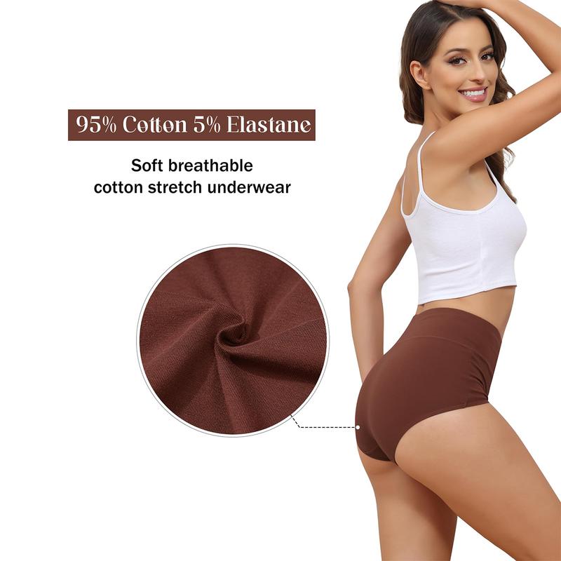 LEVAO Women's High Waist Cotton Underwear Soft Comfy Brief Stretch Ladies Full Coverage Panties 5/10 Pack S-XXL