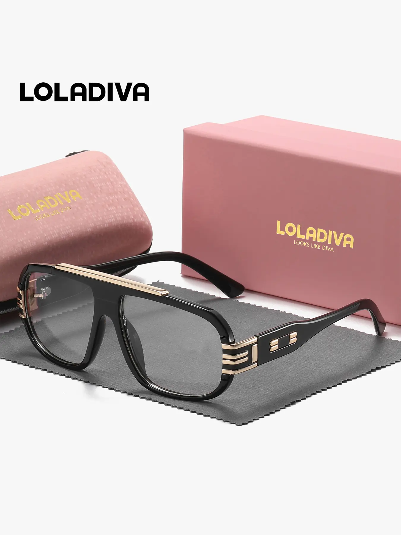 LolaDiva 1 Piece Unisex Superior Craftsmanship Full Frame Plaon Glasses Elegant And Refined Rectangular Frame Plaon Glasses