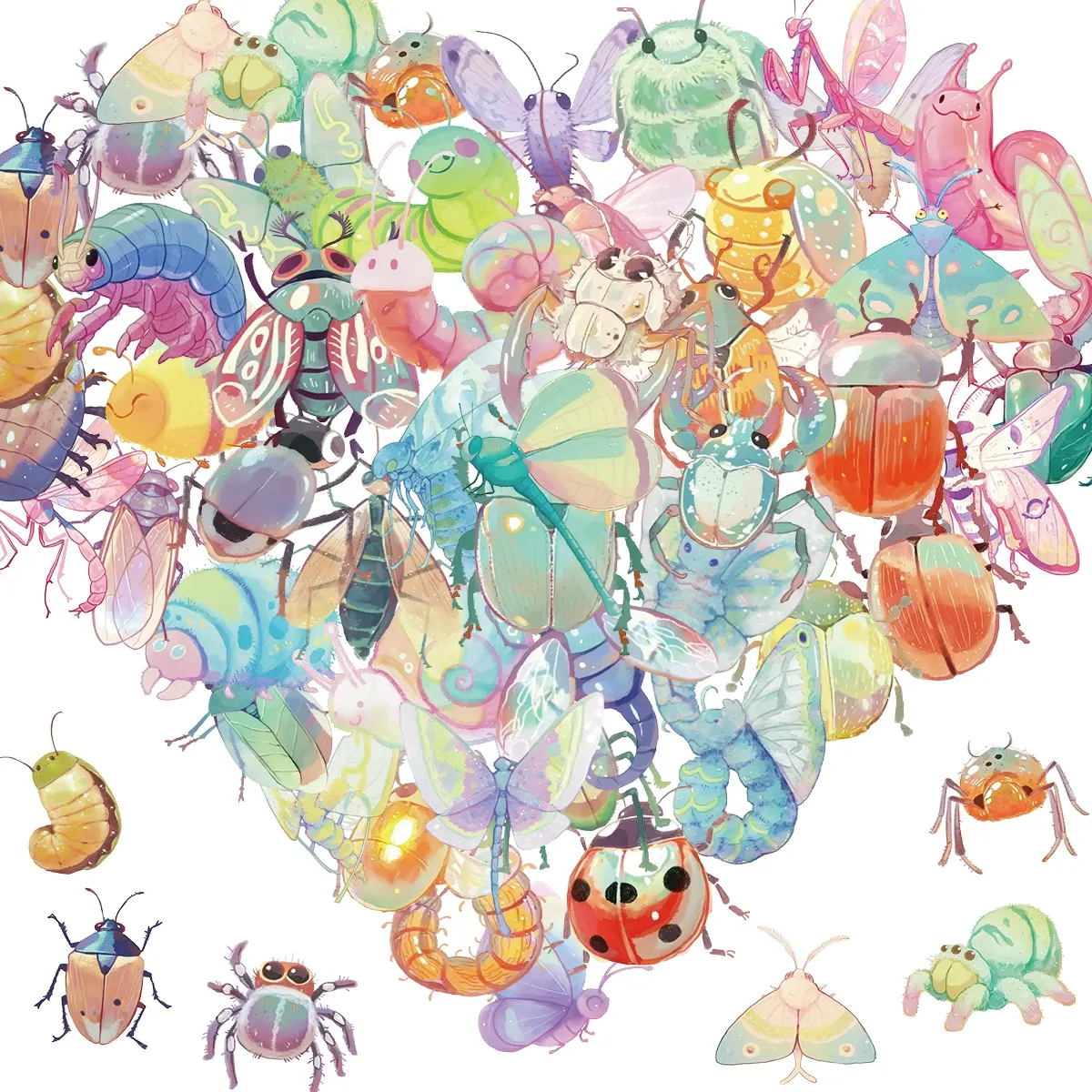 50 PCS Bug Stickers for Kids, Waterproof Insects Stickers, Vinyl Cartoon Beetle Insect Sticker for Water Bottles, Laptops,Gifts for Insect Lover, Durable, No Residue