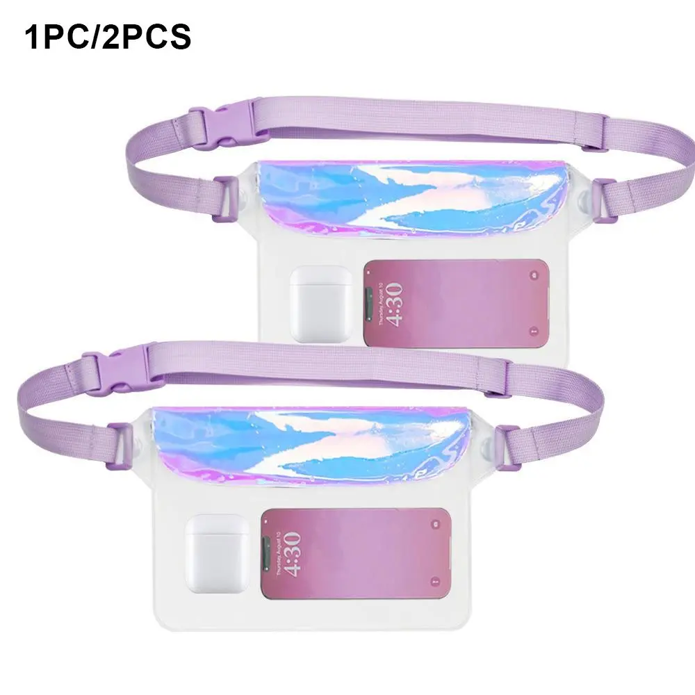 Adjustable Waterproof Waist Pack - Iridescent Transparent Dry Bag for Swimming & Rafting, Crossbody Phone Pouch, Waterproof Belt Bag, Waterproof Fanny Pack, Adjustable Waistband Bag, Waist Bags, Sport Waist Bag