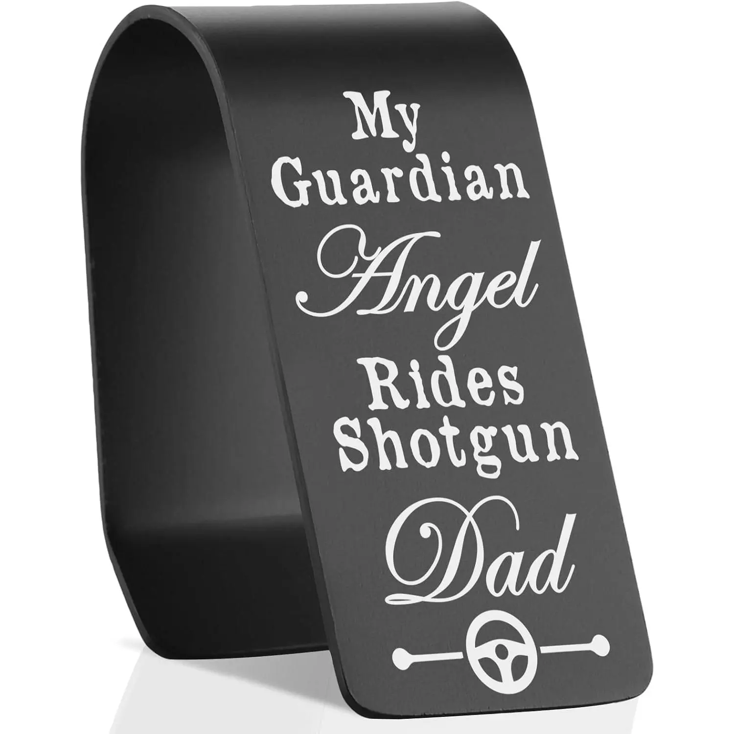 Stainless Steel  Visor Clip Engraved “My Guardian Angel Rides  Dad”, Funny Safe Driving Reminder for Father, Angel Protection Christian  Accessory, Dad  from Son Daughter YZY3