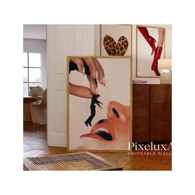 Man Eater Art Print, Surreal Wall Art, Dark Feminine Decor, Retro Magazine Art, It Girl Aesthetic Poster, Trendy Feminist Collage Print