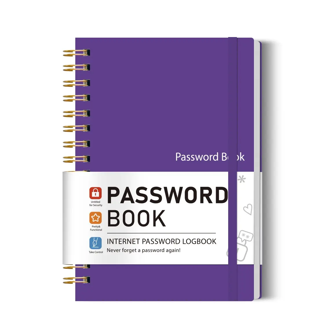 A5 Spiral Password Notebook with Alphabet Index, Website Account Reminder, Elastic Band Storage, Secure Password Management