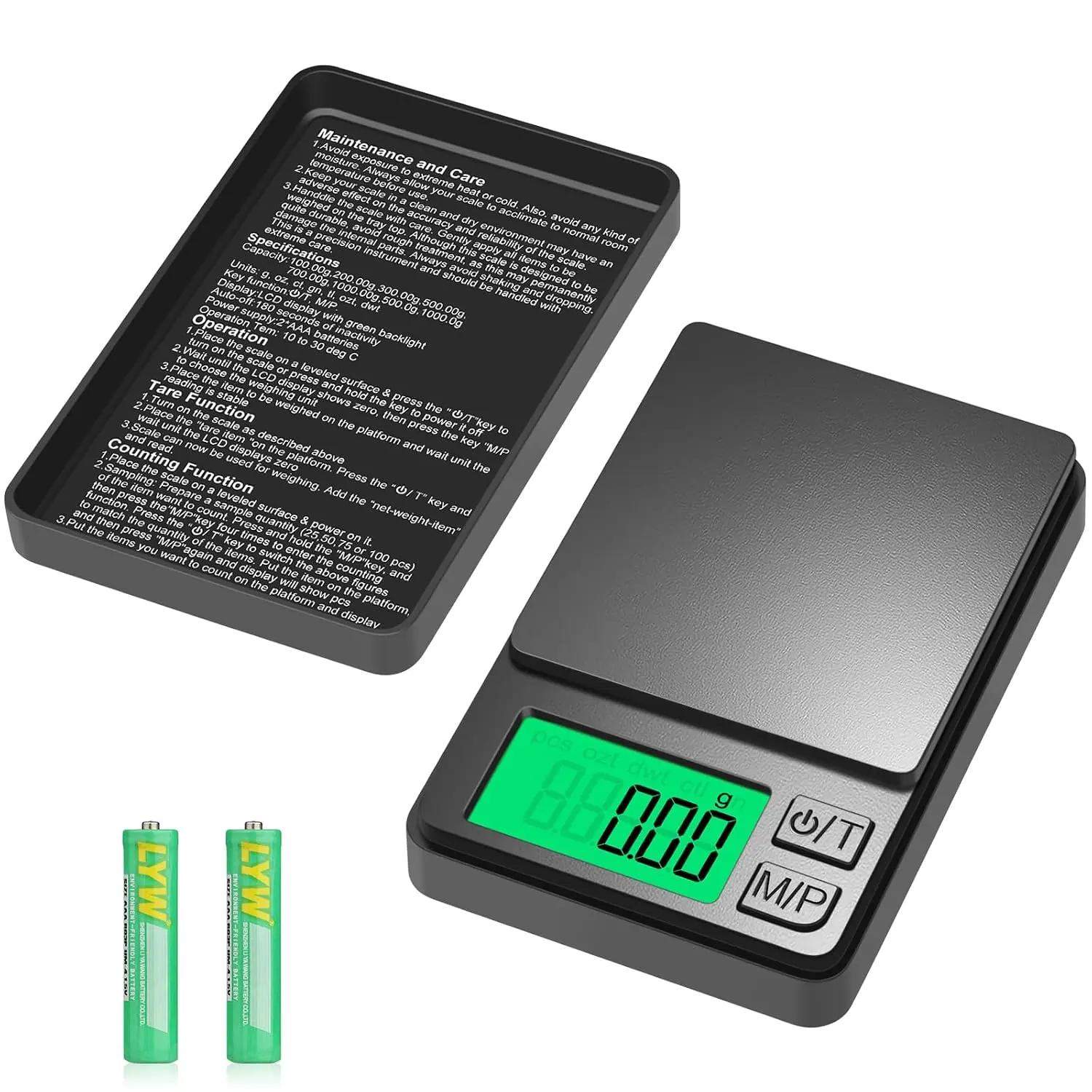 1000g x 0.01g, Gram| Jewelry with Protective Cover, Auto-Off, Backlit LCD, 7 Units Tare, for Food,, Coffee, Battery Included