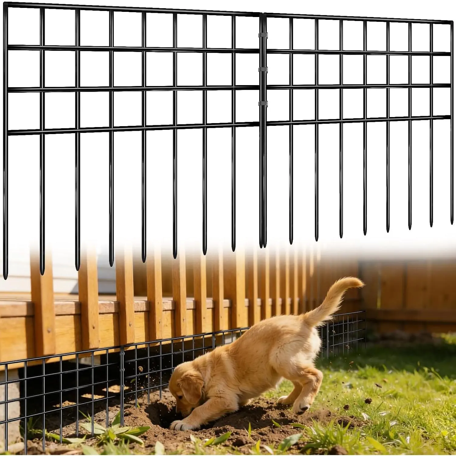 42.5ft(L) x 13in(H) Garden Fence Animal Barrier, 30 Panels No Dig Fence Panels for Dog Rabbit, Rustproof Metal Dig Defence Fencing Bottom Barrier, Anti Digging Garden Edging Border for Outdoor, Yard