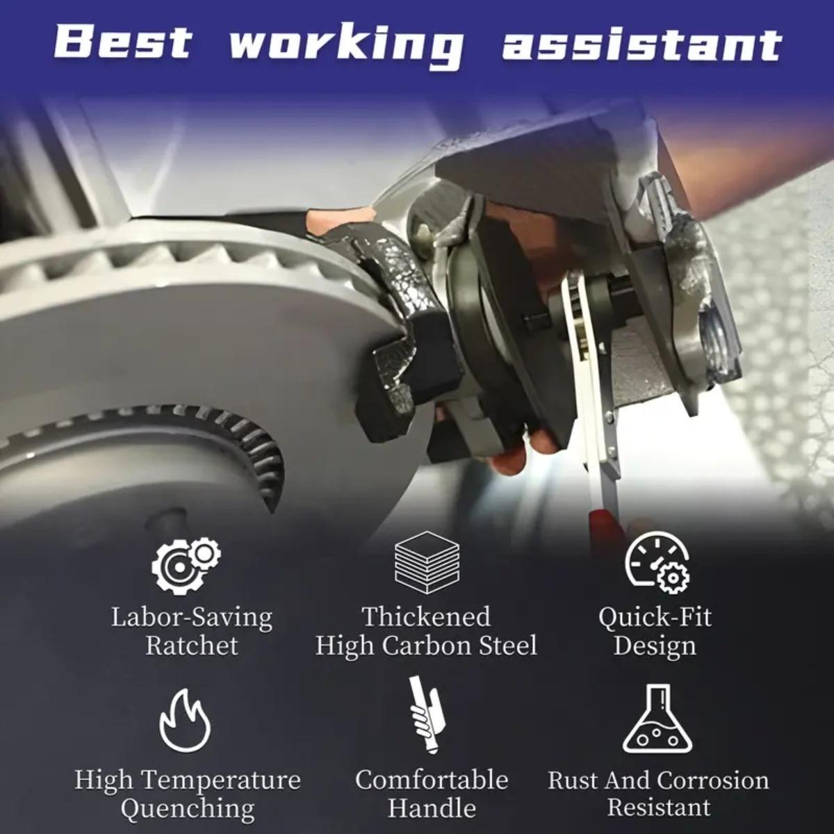 Brake Caliper Piston Press Tool for Single, Dual & Quad Piston Disc Brakes – 360° Rotating Ratchet Wrench, Effort-Saving Automotive Brake Repair Tool for Car Maintenance