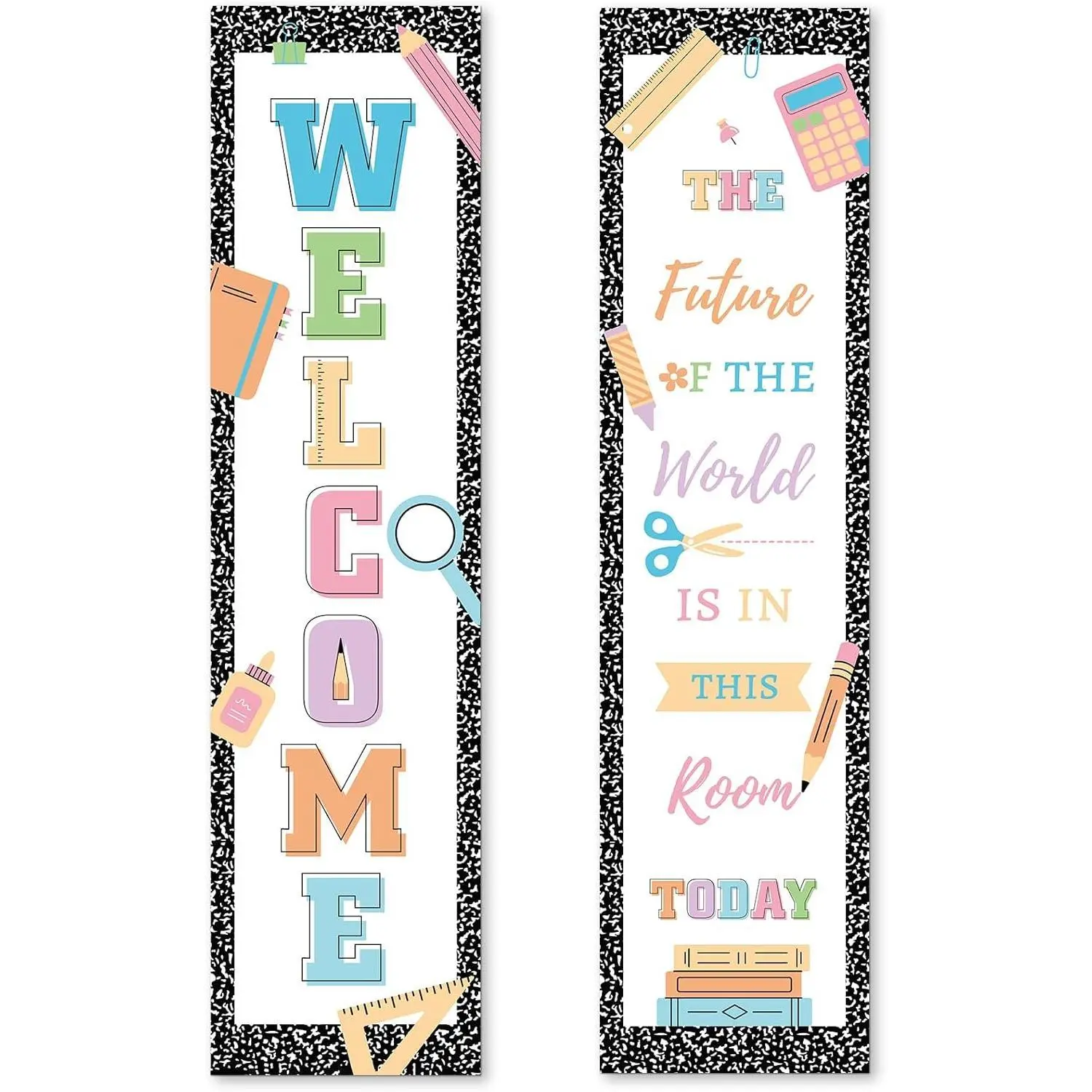 2 Pcs Classroom Welcome Poster Decorations Welcome Sign for Teachers Positive Back to School Classroom Banner for Elementary Middle School Bulletin Board Posters Decor (Classic)