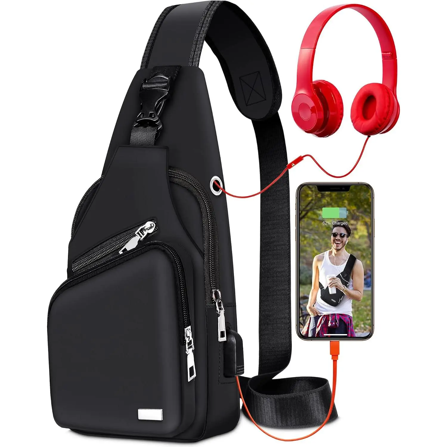 Sling Bag Crossbody Backpack for Men Women Sling Backpack Hiking Daypack Multipurpose   Chest Bag