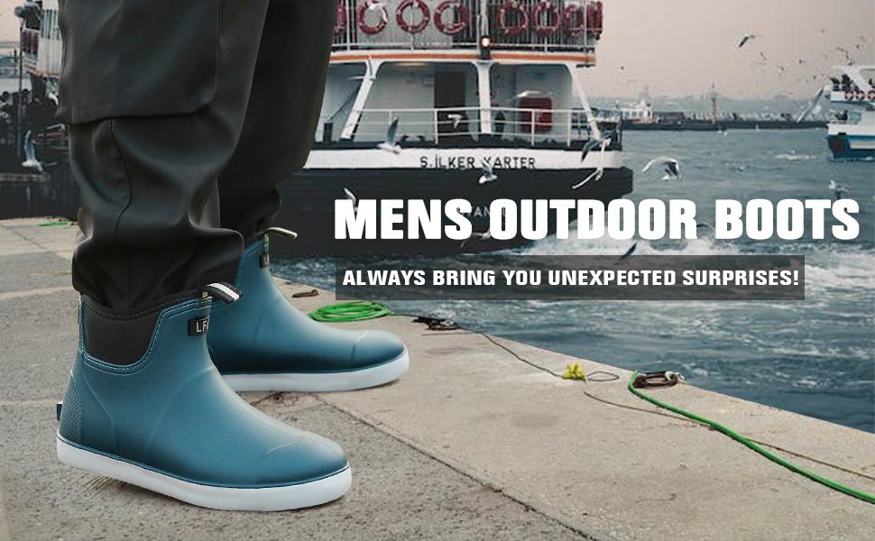 Men's Deck Boots, Waterproof Ankle Rain Boots with Anti-Slip Traction for Outdoor Use, High-Performance Rubber Fishing and Garden Boots Suitable for Farming and Outdoor Activities Boy Footwear Black Men's Deck Boots, Waterproof Ankle Rain Boots with Anti-Slip Traction for Outdoor Use, High-Performance Rubber Fishing and Garden Boots Suitable for Farming and Outdoor Activities Boy Footwear Black