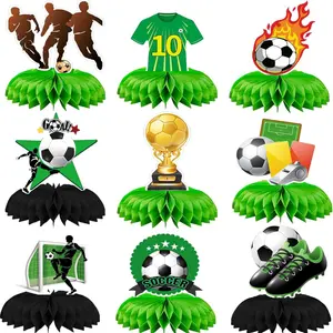 9 Piece Football Theme Birthday Party Decor Set, 3D Honeycomb Desktop Ornaments, Birthday Party Atmosphere Decoration Supplies
