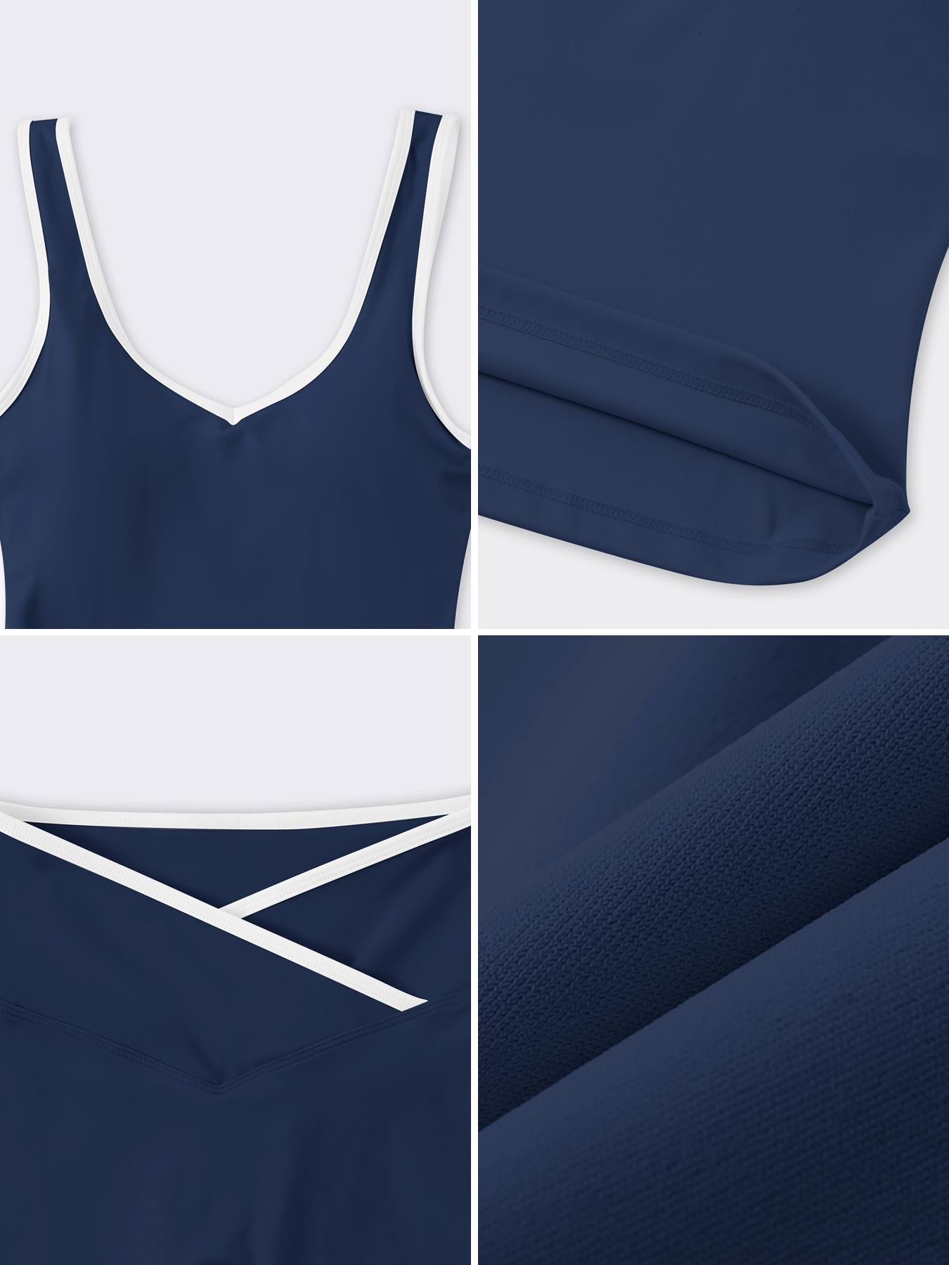 Two-Piece Set Women's Patchwork High Elastic Soft U-Neck Wide Shoulder Strap Vest Cross Waist Top Hip Flared Pants Yoga Clothes Four Seasons Running Gym sports training all-match vest, Workout Running Outfits, Activewear Set, Athleisure Sportswear Set