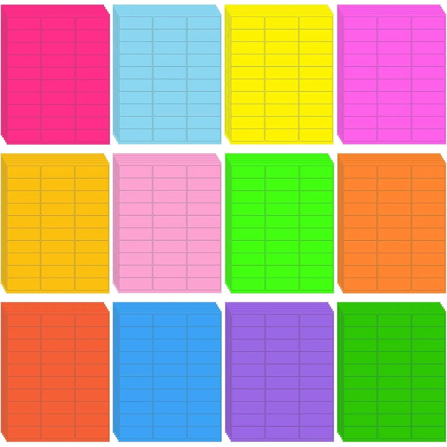 1800 Pcs Fluorescent Address Labels Colored Address Labels 1'' x 2-5/8'' Neon Color Printable Stickers for Printer Return Mailing Shipping Message(Multicolor)