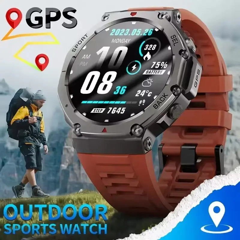 New GPS Smartwatch Military Smart Watch, 1.43inch 5atm Water Resistant, Health Monitoring, Compass, Altimeter, Bluetooth-compatible Connectivity