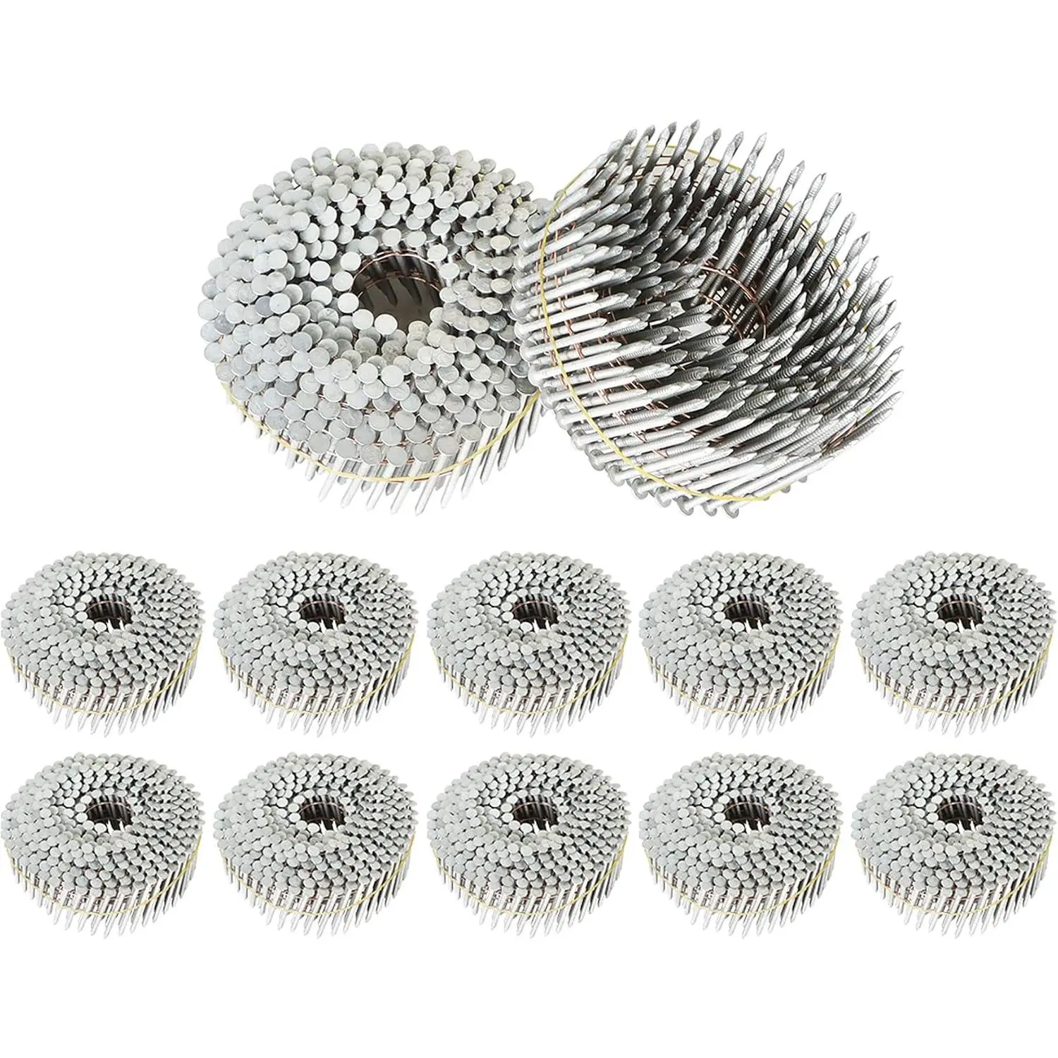 3600 Count Siding Nails 15  /4 Inch x .092 Inch Collated Wire Coil Full Round  Ring Shank Hot-Dipped Galvanized