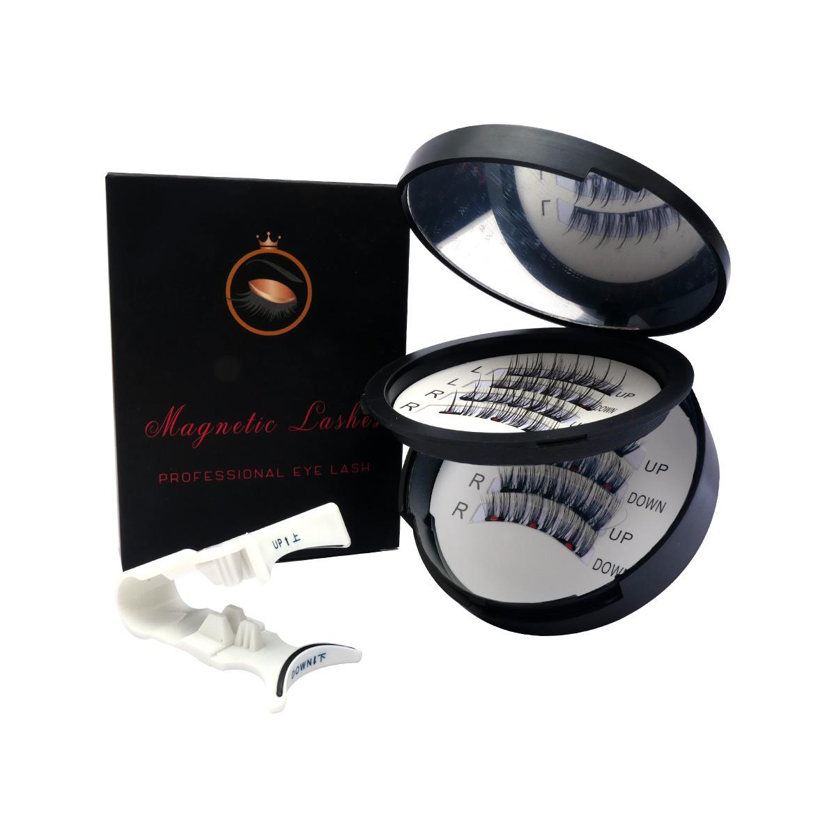 TikTok Best Selling Magnetic False Eyelashes No Glue Reusable 3D American Style Hard Stem Thick Eyelashes Portable Case for Daily Party Use