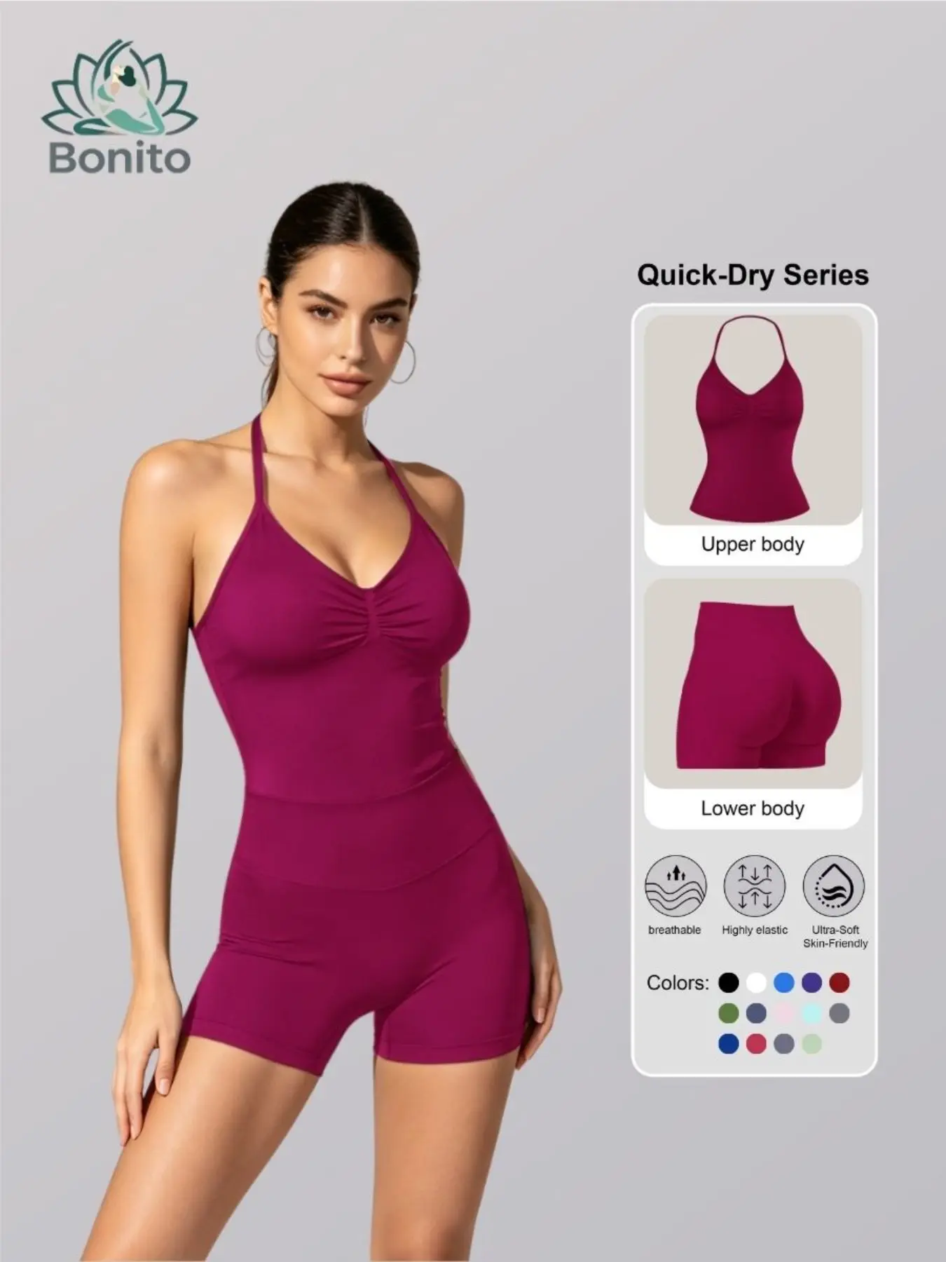 Women's Solid Cami Top & High Waist Skinny Shorts Sportswear Set, Athleisure Sportswear Set, High Stretch Activewear, Breathable Seamless Sports Set for Yoga, Gym, Running, Breathable Sporty Outfits, Athletic Clothing Set