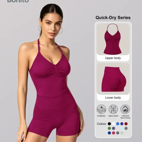 Women's Solid Cami Top & High Waist Skinny Shorts Sportswear Set, Athleisure Sportswear Set, High Stretch Activewear, Breathable Seamless Sports Set for Yoga, Gym, Running, Breathable Sporty Outfits, Athletic Clothing Set
