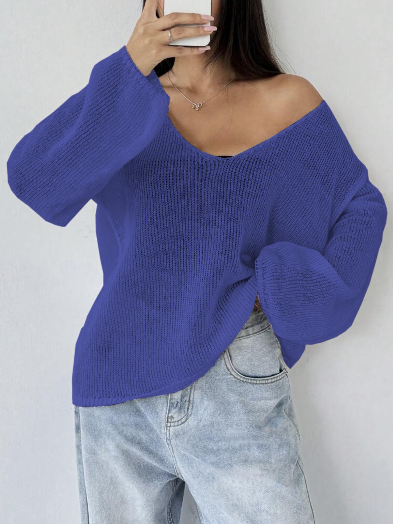 Women's Plain Sheer Sweater Pullover, Casual Basic Long Sleeve Jumper for Daily Wear, Ladies Knitwear for All Seasons