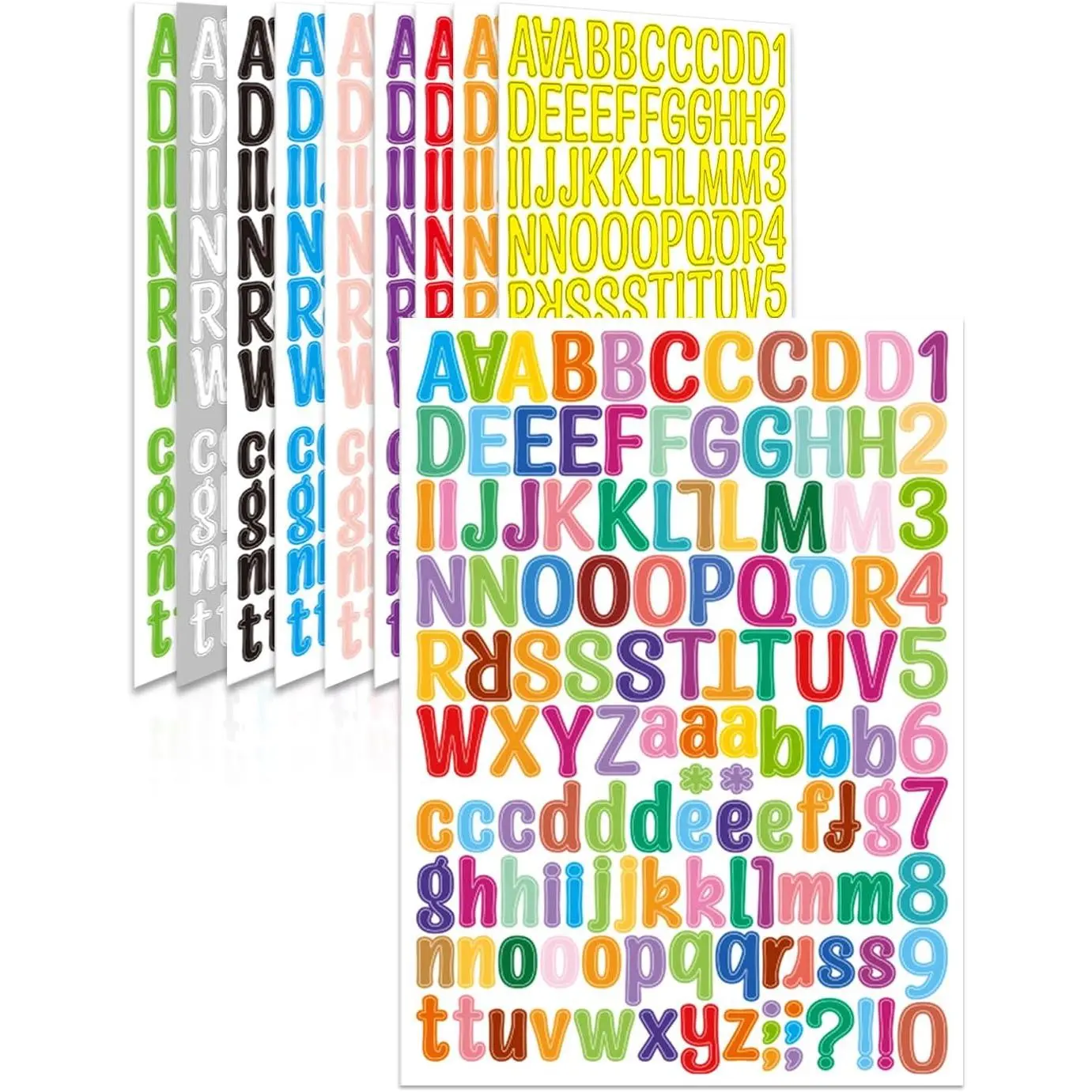 10 Sheets Letter Stickers, 1260 count Scrapbook Stickers, 1 Inch Vinyl Number Alphabet Sticker, Self-Adhesive Stick  Letters for Mailbox Bottles Crafts Posters Decor, 10 Colors
