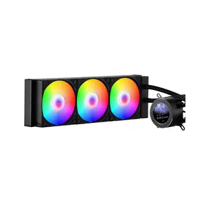 VEVOR CPU Liquid Cooler, AIO CPU Water Cooler - 3 x 120mm PWN Fans & Pump, Customizable Black PC Liquid Cooler with 2.1'' LCD Display & ARGB light, for Intel 115X/1366/2011/1700/1200, AMD AM4/AM5
