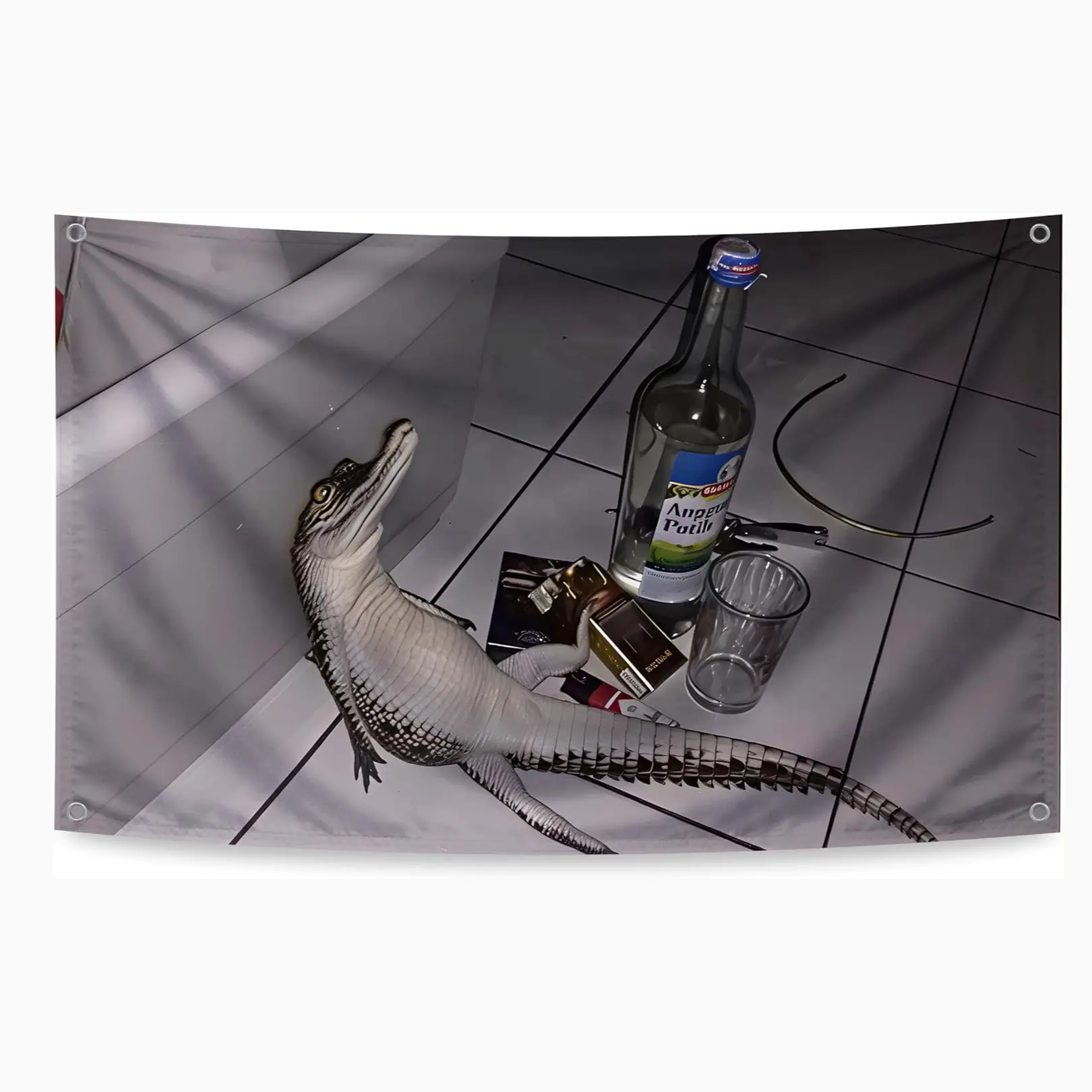 Funny Alligator Flag, 3x5 Feet Decorative Flag with Brass Grommets, Indoor/outdoor Meme Banner, Bedroom Poster for Boys/girls