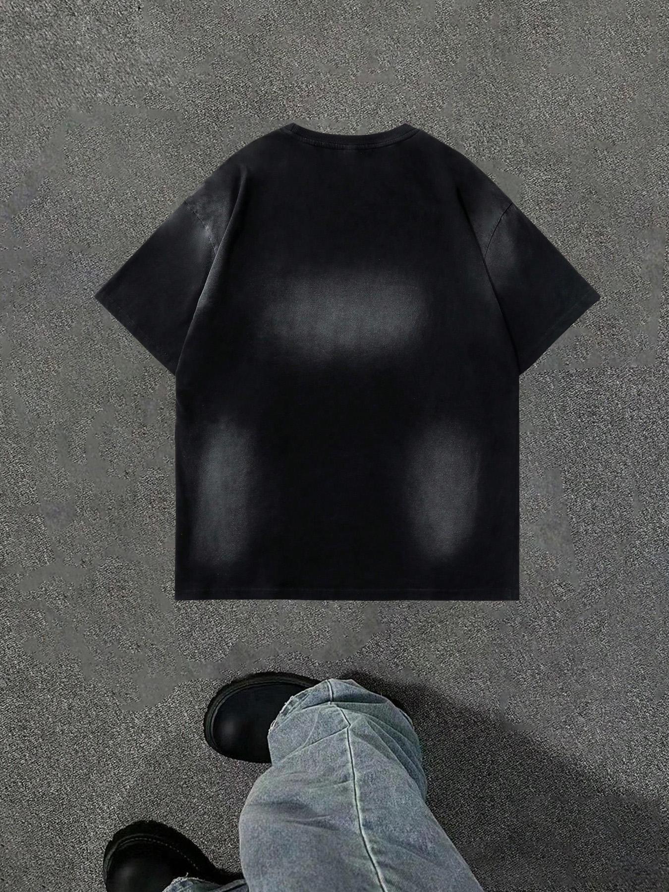 Men's Star Print Round Neck Tee, Regular Fit Casual Street Short Sleeve T-shirt for Summer, Men's Top for Daily Wear, Streetwear