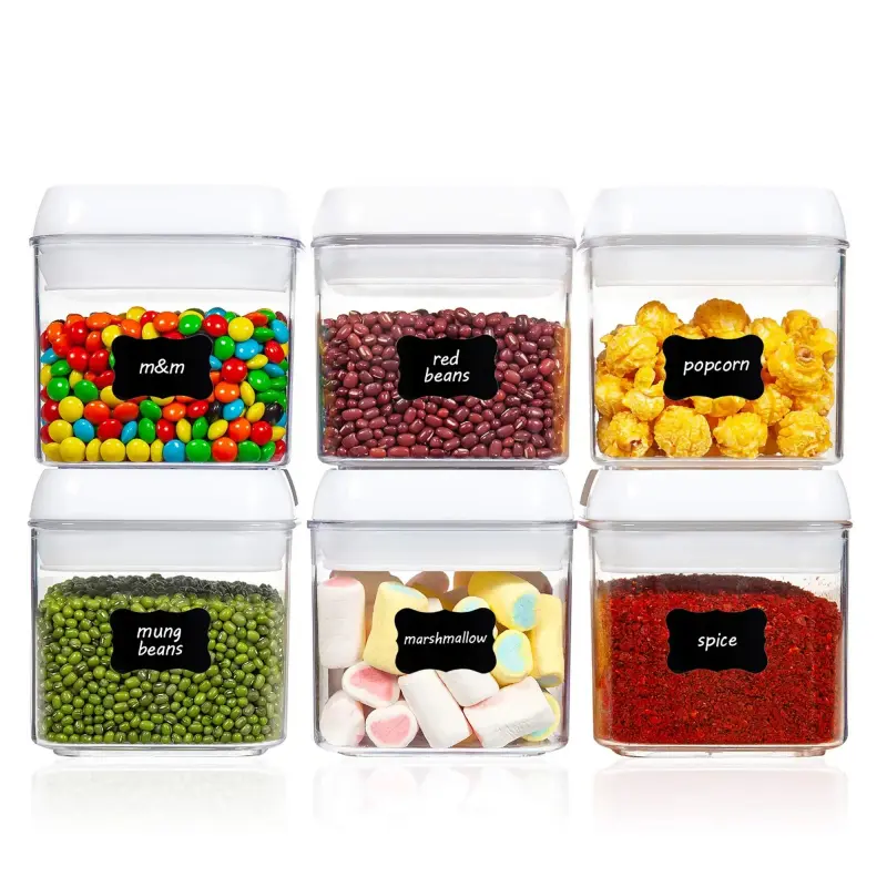 6 Pcs Food Storage Containers, Cereal Keeper, Small Plastic Container, 0.5 L/2 Cup, White
