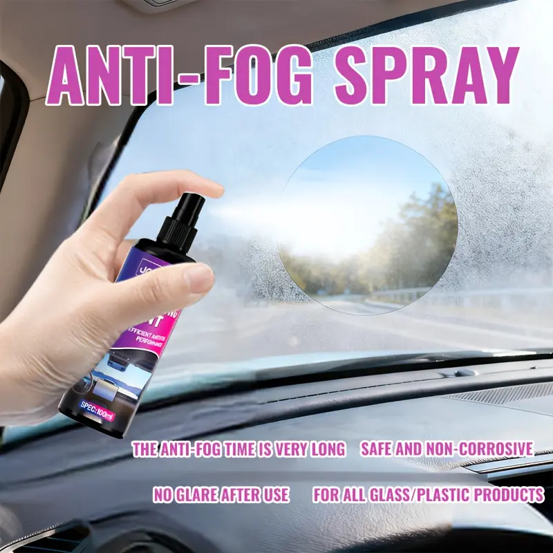 Car Anti-Fog Spray - Glass Anti-Fog Liquid, Anti-Fog Agent, Car Glass Anti-Fog Spray, Fog Repellent - Suitable for preventing fogging on car windows, motorcycle helmets, and bathroom mirrors.