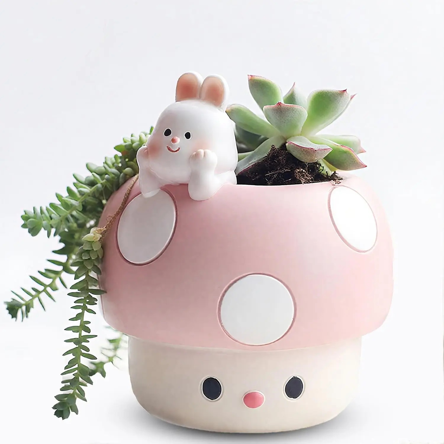 Mushroom Planter Pot Cute     Succulent Small Pots for Indoor  Mini Cactus Planter Pots Living Room Office Table Decor,Mushroom Lover Gifts,4 Inch