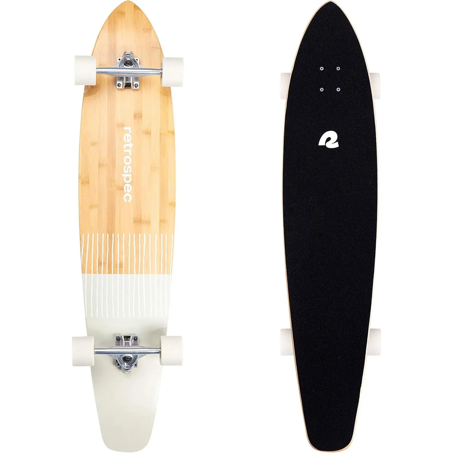 Zed Pintail & Cruiser Longboard Adult Skateboard - 44in Bamboo & Canadian Maple Deck with ABEC-7 Bearings, 70mm PU Wheels for Commuting & Carving