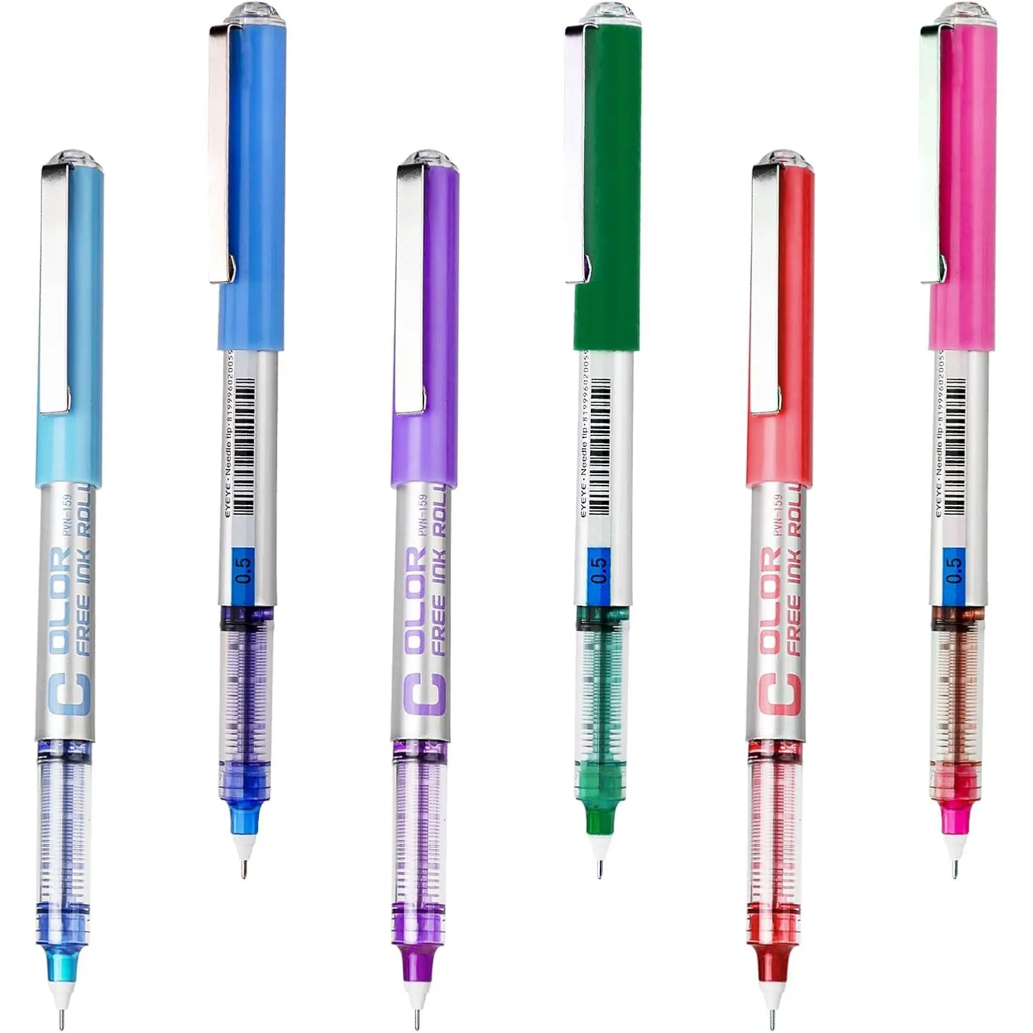 Roller Ball Pen Extra Fine Point 6  Colors,  Rollerball Pens 0.5mm Quick Dry, Liquid Ink Pens Fine Point Smooth Writing Pen for Journaling, Note Taking, Office, Doodling & Gifts